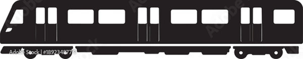 Obraz Subway Train Silhouette Side View Public Transit Black Vector