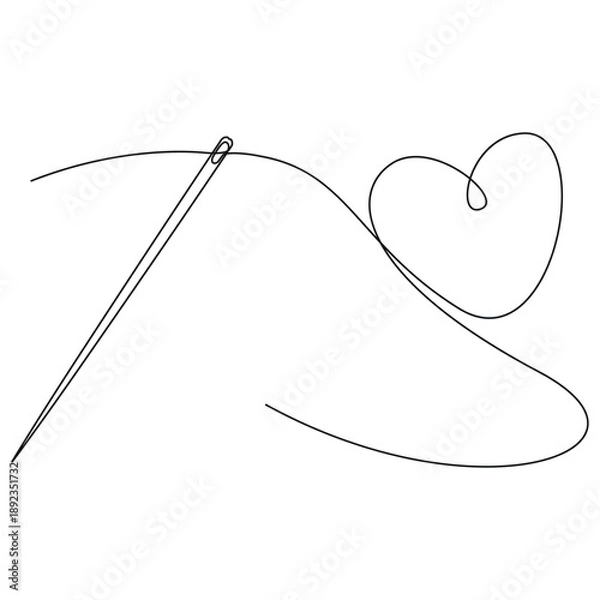 Obraz Needle and thread. Vector illustration. White background.
