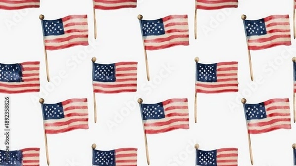 Obraz Pattern with American flags on white background