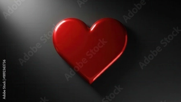 Fototapeta Red Heart Shape Dramatic Lighting Dark Background