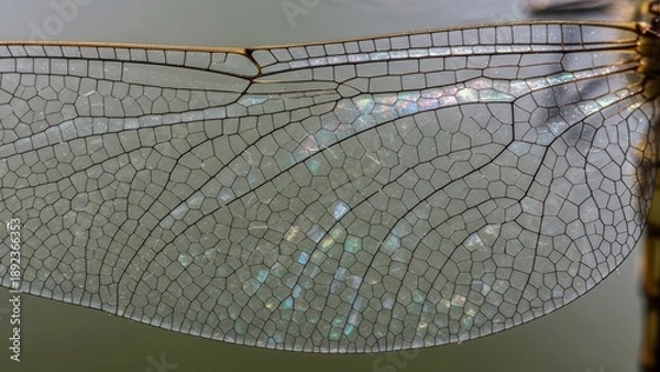 Fototapeta Dragonfly Wing Close Up Iridescent Pattern