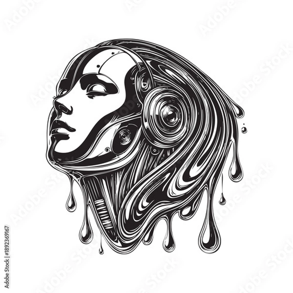 Obraz A girl laughing.  Vector illustration.
