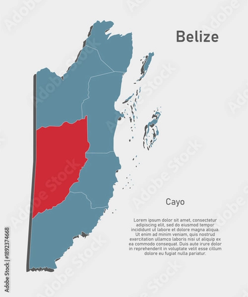 Obraz Vector map of Belize - Cayo District