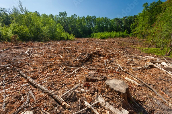 Obraz Clearing after a cut-down forest
