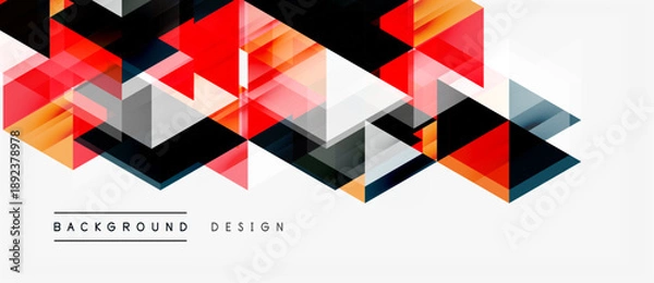 Obraz Abstract geometric pattern. Red, black, gray triangles create dynamic visual texture. Modern design element for backgrounds.