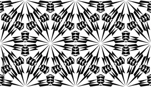 Obraz Kaleidoscope  pattern vector.  Psychedelic design element for wallpaper, scrapbooking, fabric. Monochrome fantastic background.