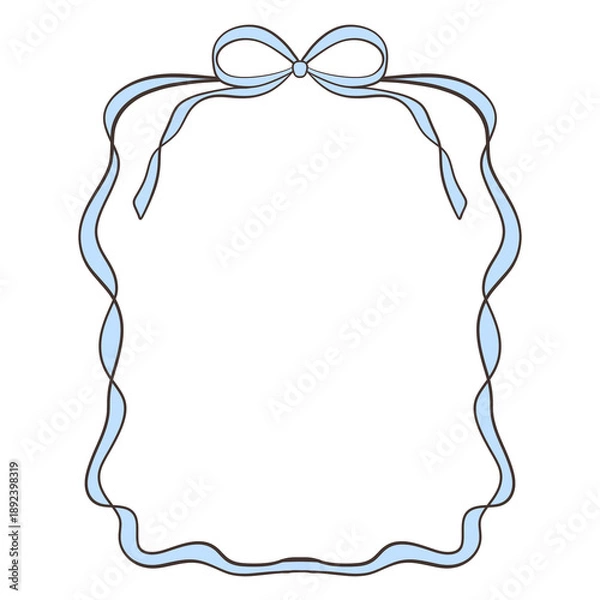 Obraz Wavy Ribbon Frame with Blue Bow