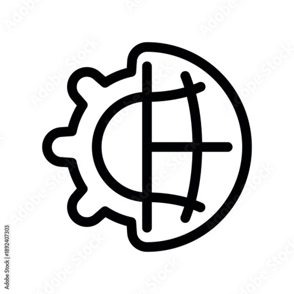 Obraz Integrated Web Service Icon Featuring Globe and Gear Elements