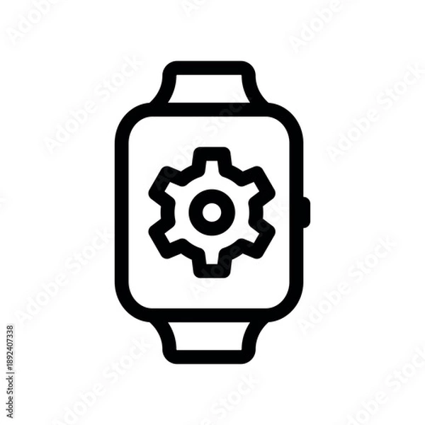 Obraz Wearable Device Configuration Icon with Screen Gear Graphic