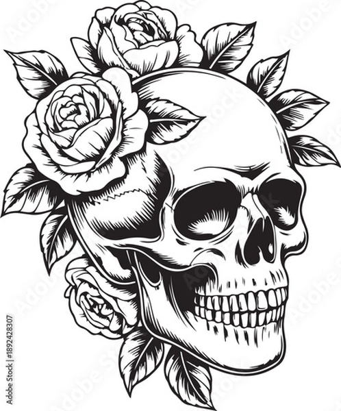Obraz Floral Skull Tattoo Design Set
