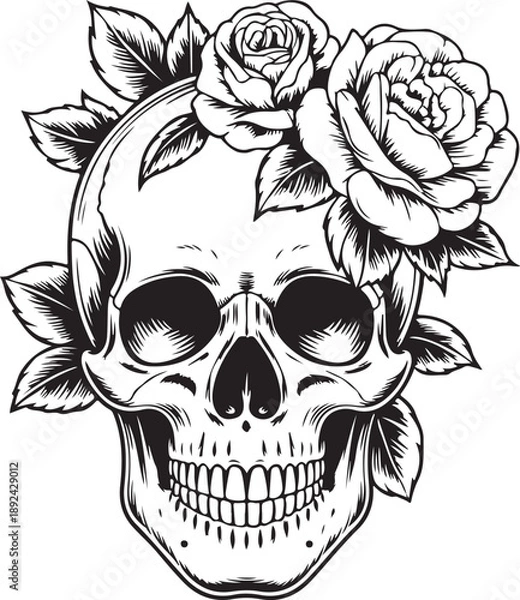 Obraz Floral Skull Tattoo Design Set