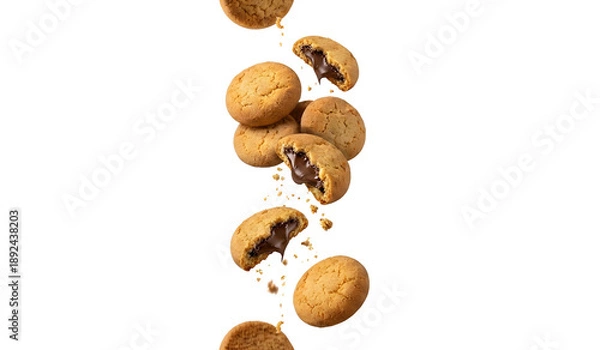Obraz Chocolate biscuits on white background 