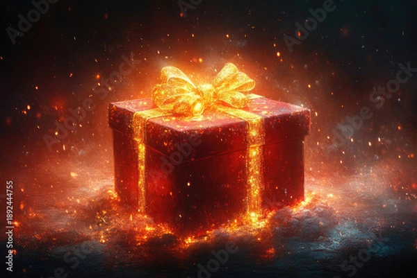 Obraz A Luminous Gift Box Illuminated Against Darkness