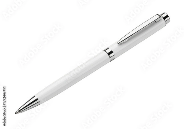 Obraz Elegant white ballpoint pen isolated on transparent background