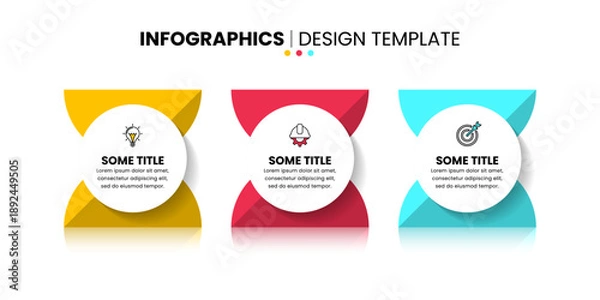 Obraz Infographic template. 3 objects with icons and text