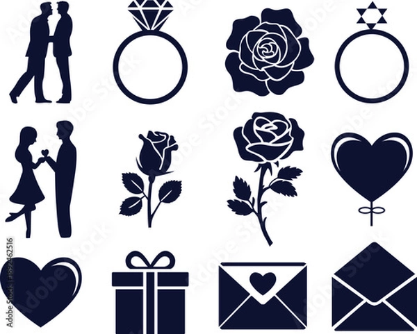 Obraz Propose Day Romantic Symbols Set Vector Illustration