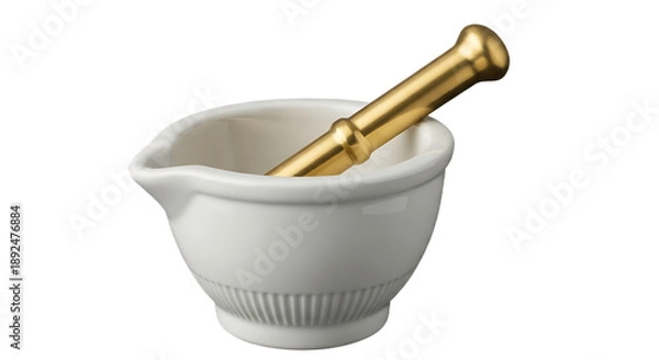 Fototapeta Luxury ceramic mortar with solid brass pestle