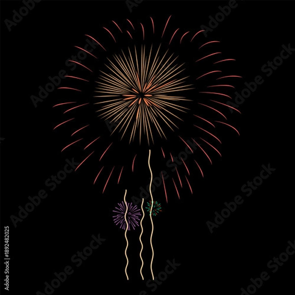 Obraz Fireworks Vector with black background.