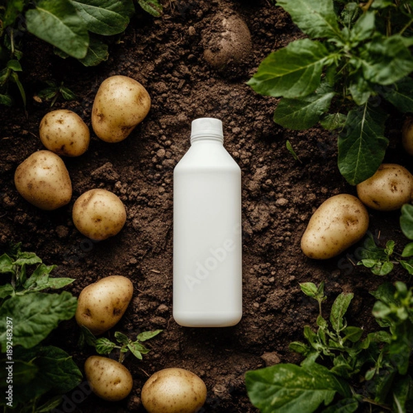 Obraz blank white plastic bottle mockup on the ground.