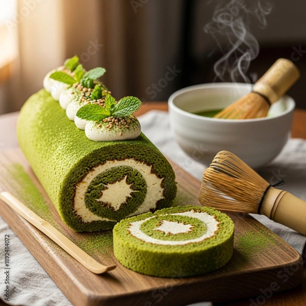Obraz 濃厚抹茶の誘惑 極上のロールケーキセット