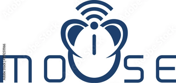 Obraz Modern Mouse Tech Logo - Blue Wireless Connectivity Icon