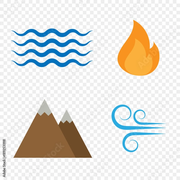 Obraz Four natural elements icons. Vector illustration