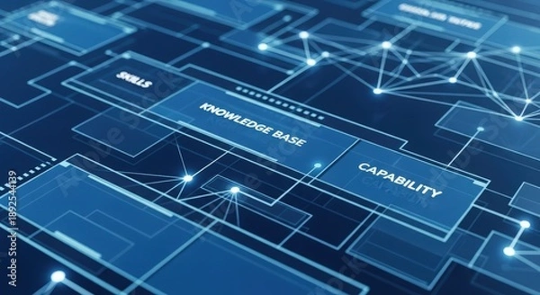 Fototapeta Shining schematic depicting knowledge and functions relationships