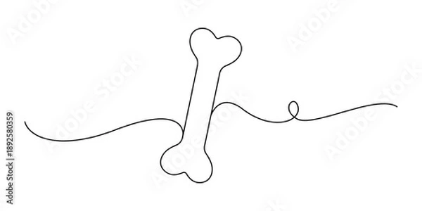Obraz one line Dog bone drawing, vector, illustrations