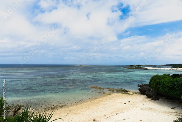 Obraz 沖縄　本島　エメラルドビーチ　岩