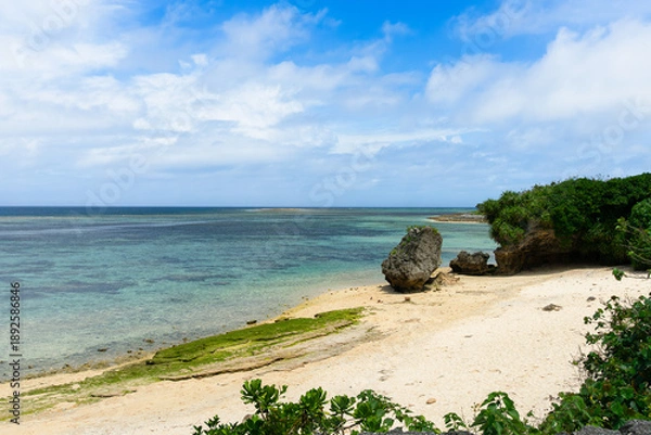 Obraz 沖縄　本島　エメラルドビーチ　岩