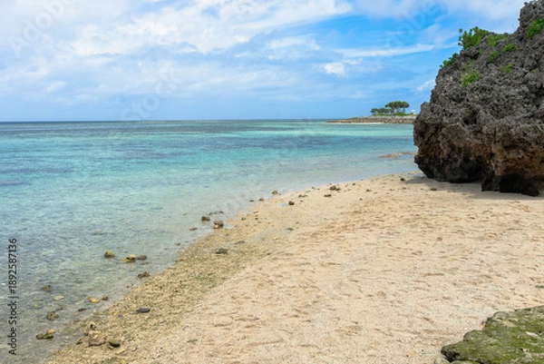 Obraz 沖縄　本島　エメラルドビーチ　岩