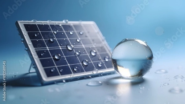 Obraz Solar panel with water droplets