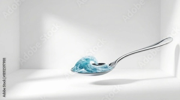 Obraz A spoon holding a wave, minimalist composition.