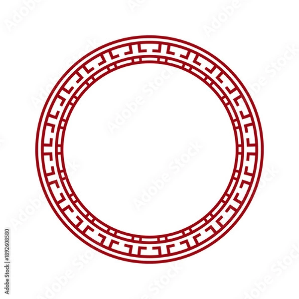 Fototapeta Red geometric circle border