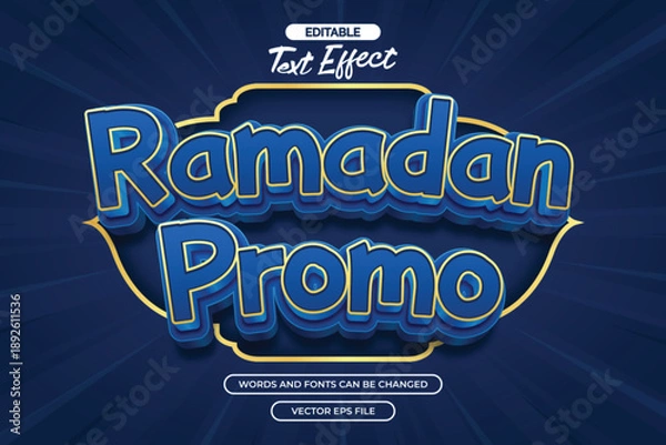 Obraz Ramadan promo editable text effect with blue background