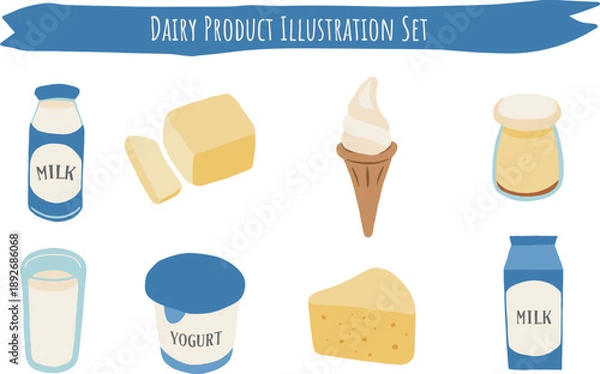 Obraz 乳製品のイラストセット