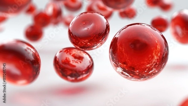 Obraz Red translucent spheres floating in mid air with subtle reflections.