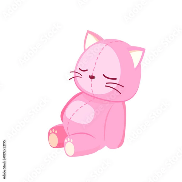 Obraz かわいいねこのぬいぐるみのベクターイラスト