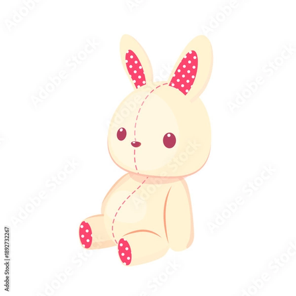 Obraz かわいいうさぎのぬいぐるみのベクターイラスト