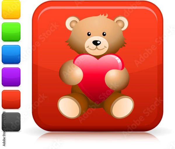Fototapeta teddy bear  icon on square internet button