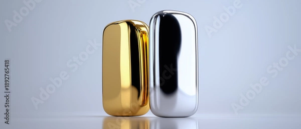 Obraz 金と銀の延べ棒 3Dレンダリング 背景素材 コピースペース