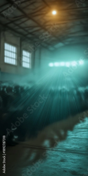 Obraz 最新技術の発表会でスクリーンに注目するビジネスマンの群衆