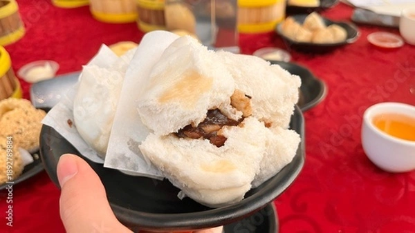 Obraz Steamed bun pork inside