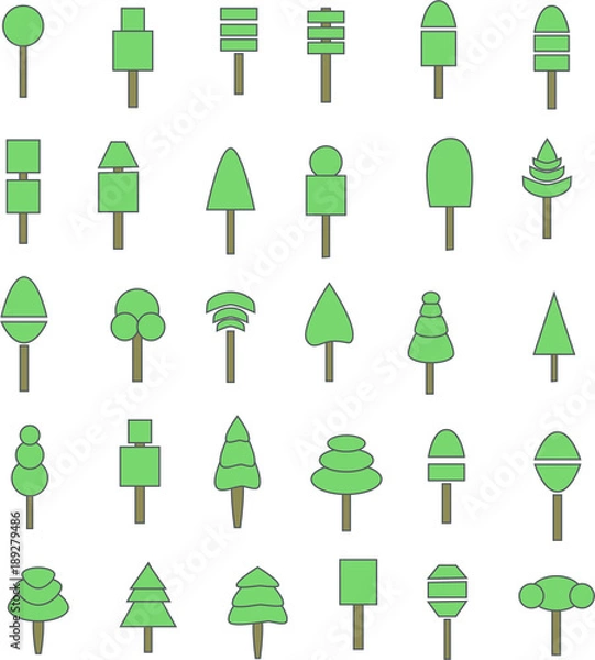 Obraz green geometric tree set