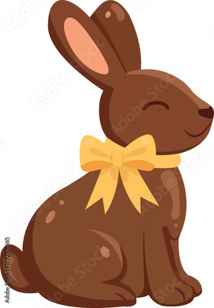 Fototapeta Chocolate Easter Bunny Flat Vector Illustration
