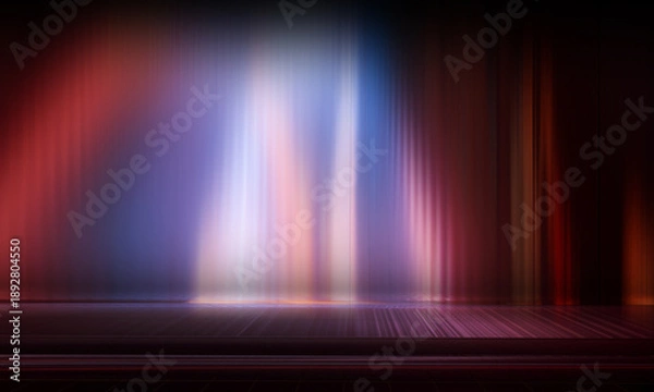 Fototapeta Abstract neon scene background, rays, light effect. 3D rendering