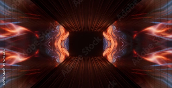 Obraz Abstract neon corridor, tunnel, rays, light effect. 3D rendering