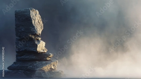 Obraz Zen Stones Stack in Misty Landscape