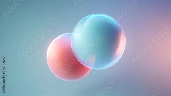 Obraz Abstract bubbles colliding on colorful backdrop