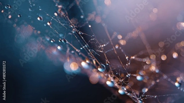 Obraz Dew Drops on Spider Web